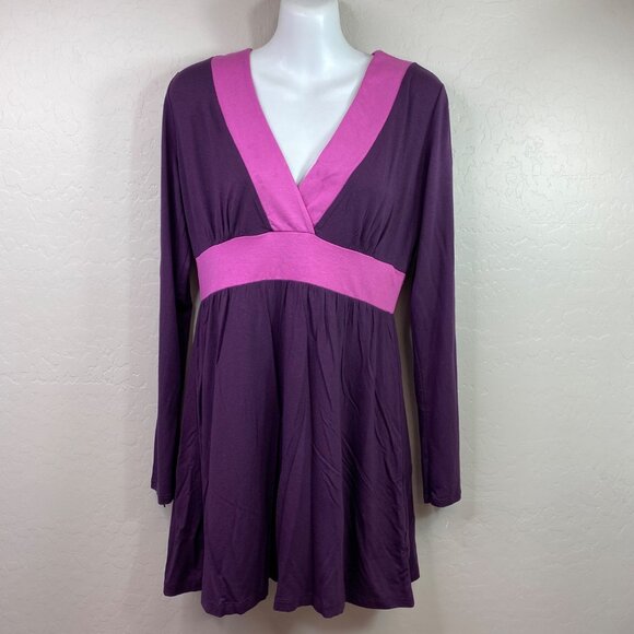 New York & Company Womens Purple Pink Long Sleeve Tunic Stretch Dress Size Small - Picture 1 of 4